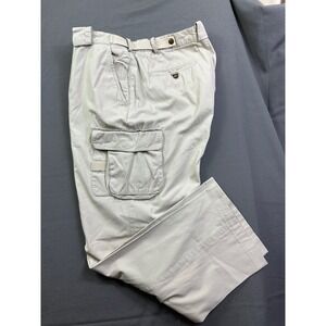 Orvis Men's Khaki Cotton Cargo Pants Pleated Straight Leg Tan Size 40x30